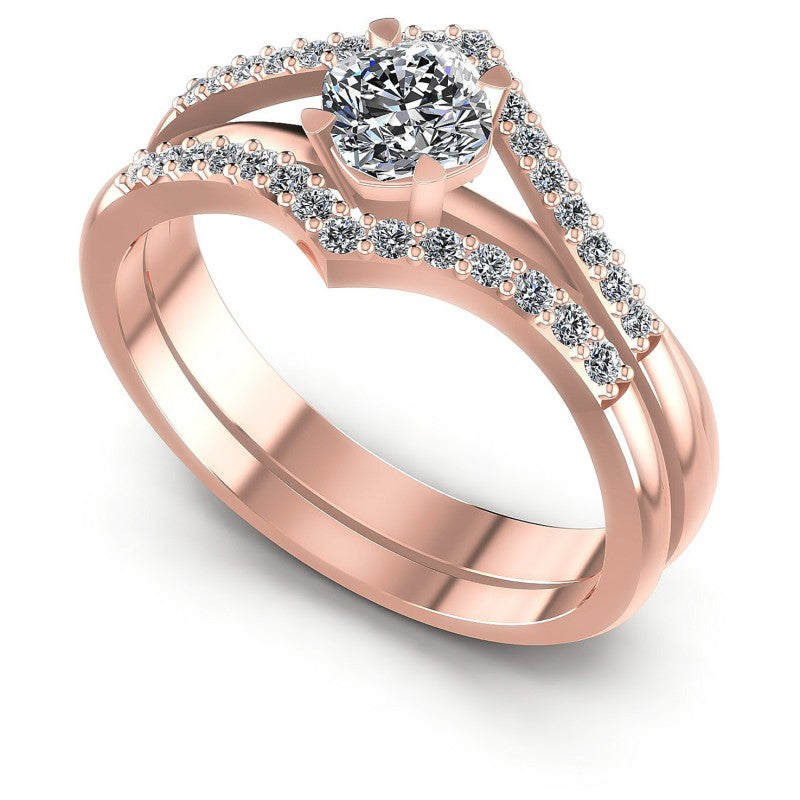 Round And Cushion Cut Diamonds Bridal Set in 18KT White Gold