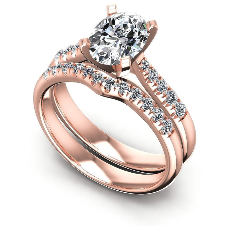 Round And Oval Cut Diamonds Bridal Set in 18KT White Gold