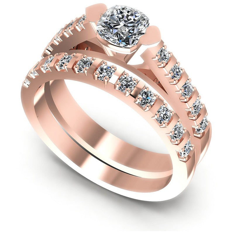 Round And Cushion Cut Diamonds Bridal Set in 18KT White Gold