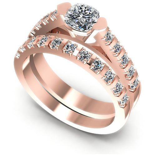 Round And Cushion Cut Diamonds Bridal Set in 18KT White Gold