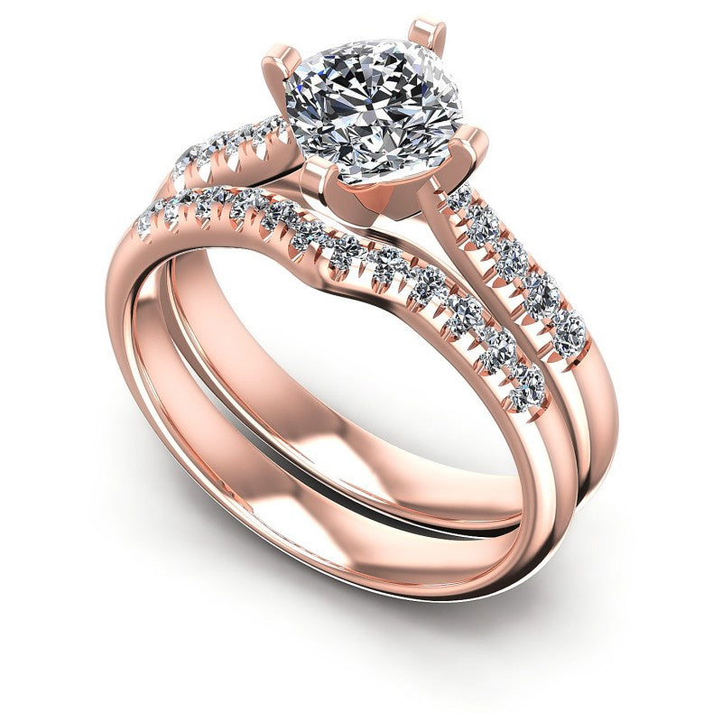Round And Cushion Cut Diamonds Bridal Set in 18KT White Gold