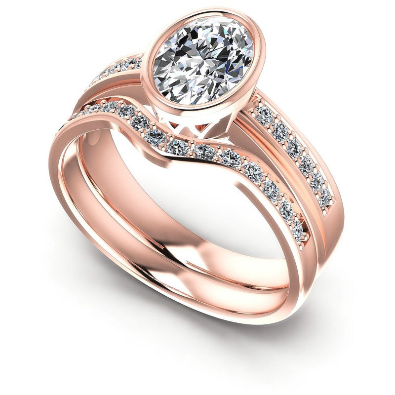 Round And Oval Cut Diamonds Bridal Set in 18KT White Gold