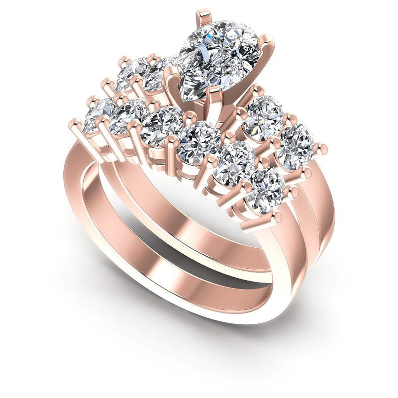 Oval And Pear Cut Diamonds Bridal Set in 18KT White Gold