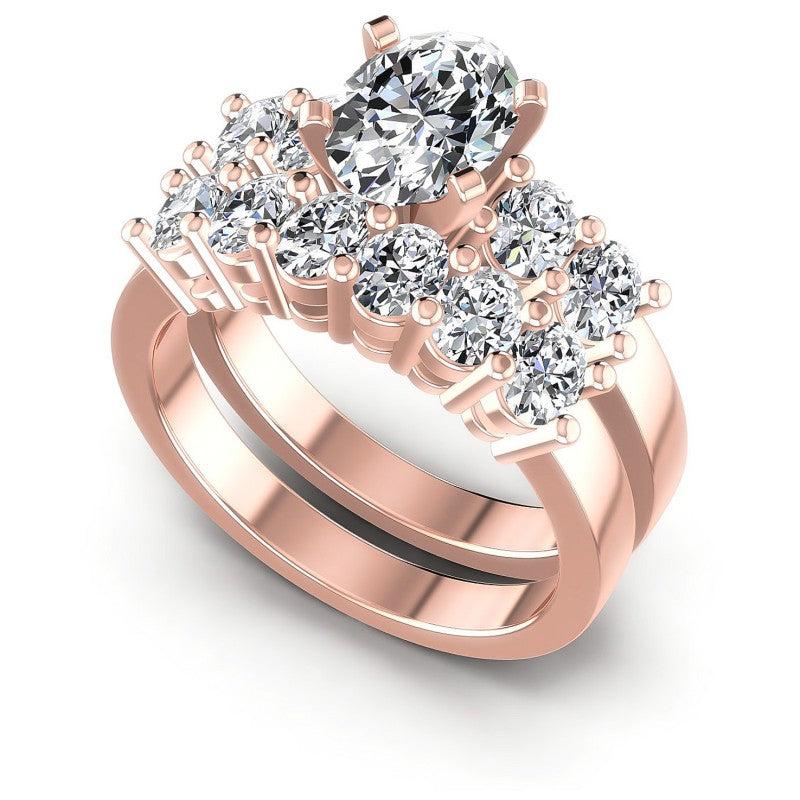 Oval Cut Diamonds Bridal Set in 18KT White Gold