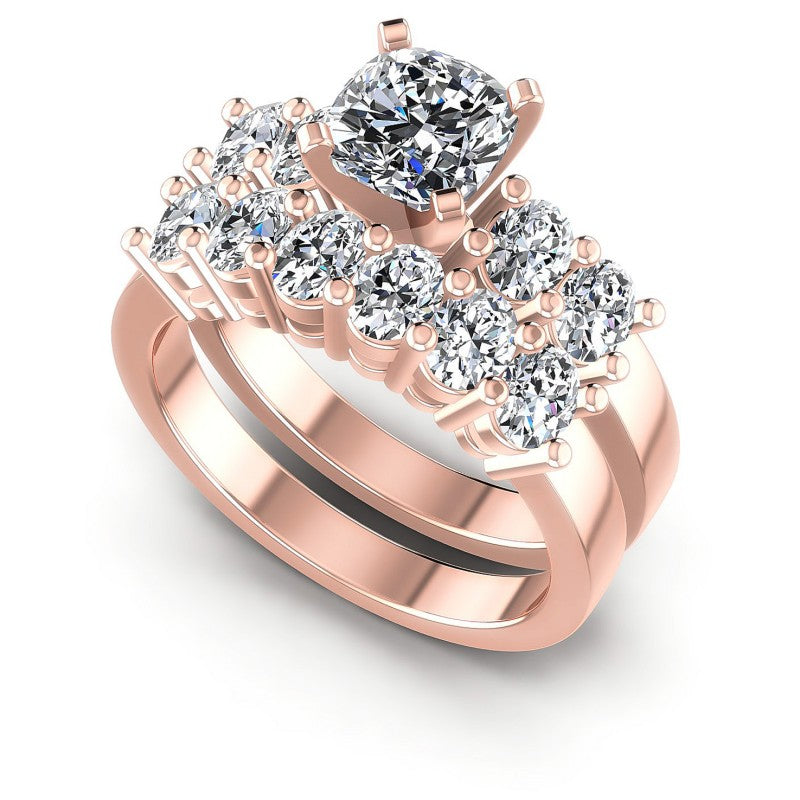 Oval And Cushion Cut Diamonds Bridal Set in 18KT White Gold