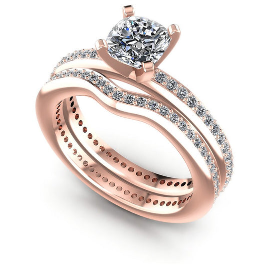 Round And Cushion Cut Diamonds Bridal Set in 18KT White Gold