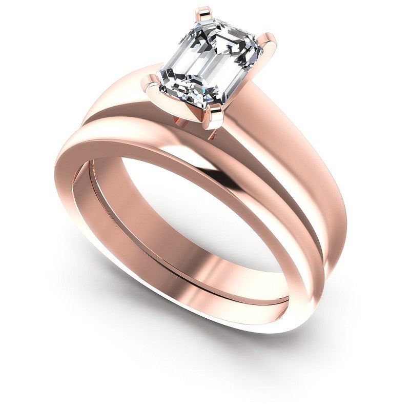 Emerald Cut Diamonds Bridal Set in 18KT White Gold