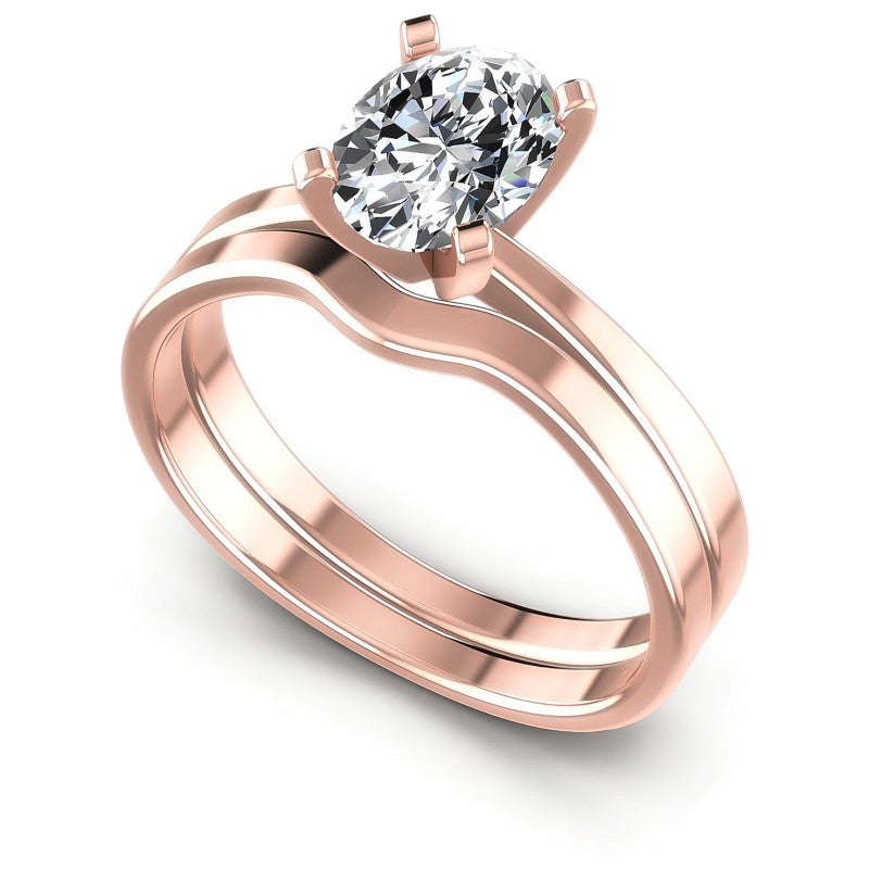 Oval Cut Diamonds Bridal Set in 18KT White Gold