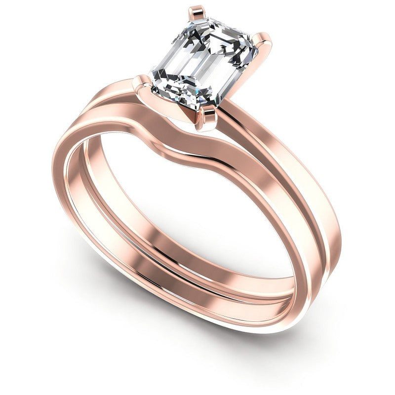 Emerald Cut Diamonds Bridal Set in 18KT White Gold
