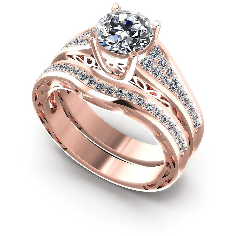Round Cut Diamonds Bridal Set in 18KT White Gold