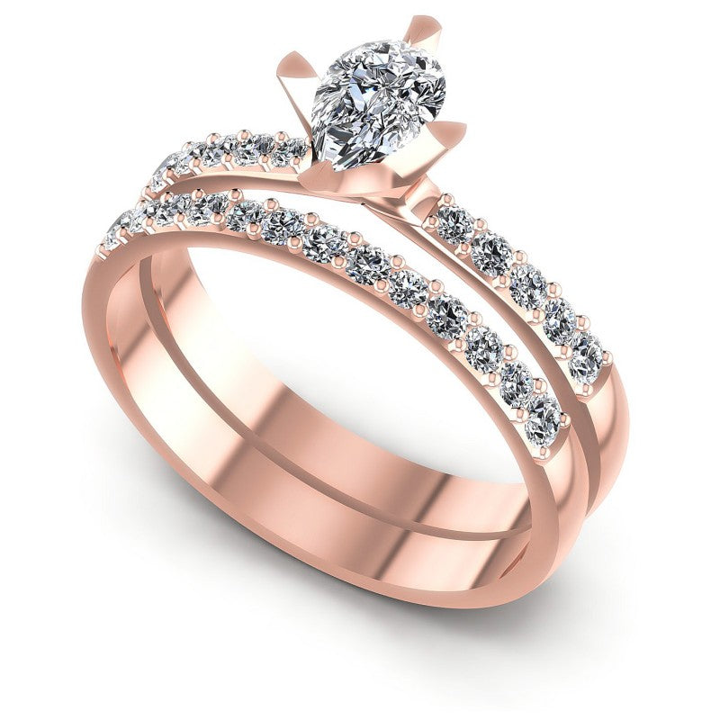 Round And Princess Cut Diamonds Bridal Set in 18KT White Gold