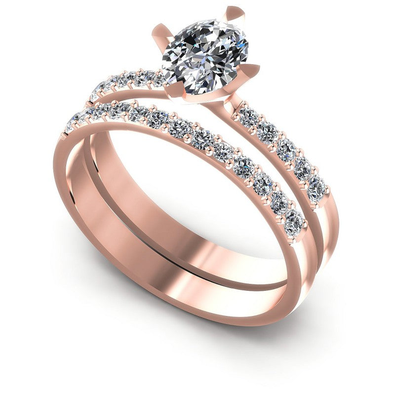 Round And Oval Cut Diamonds Bridal Set in 18KT White Gold