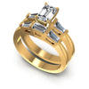 Baguette And Emerald Cut Diamonds Bridal Set in 14KT White Gold