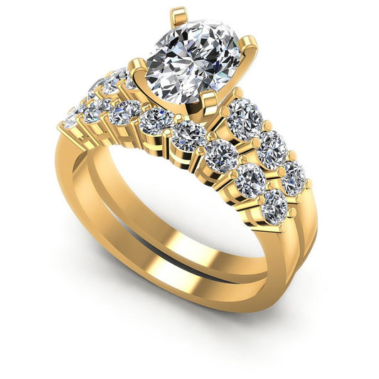Round And Oval Cut Diamonds Bridal Set in 14KT White Gold