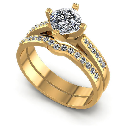 Round And Cushion Cut Diamonds Bridal Set in 14KT White Gold