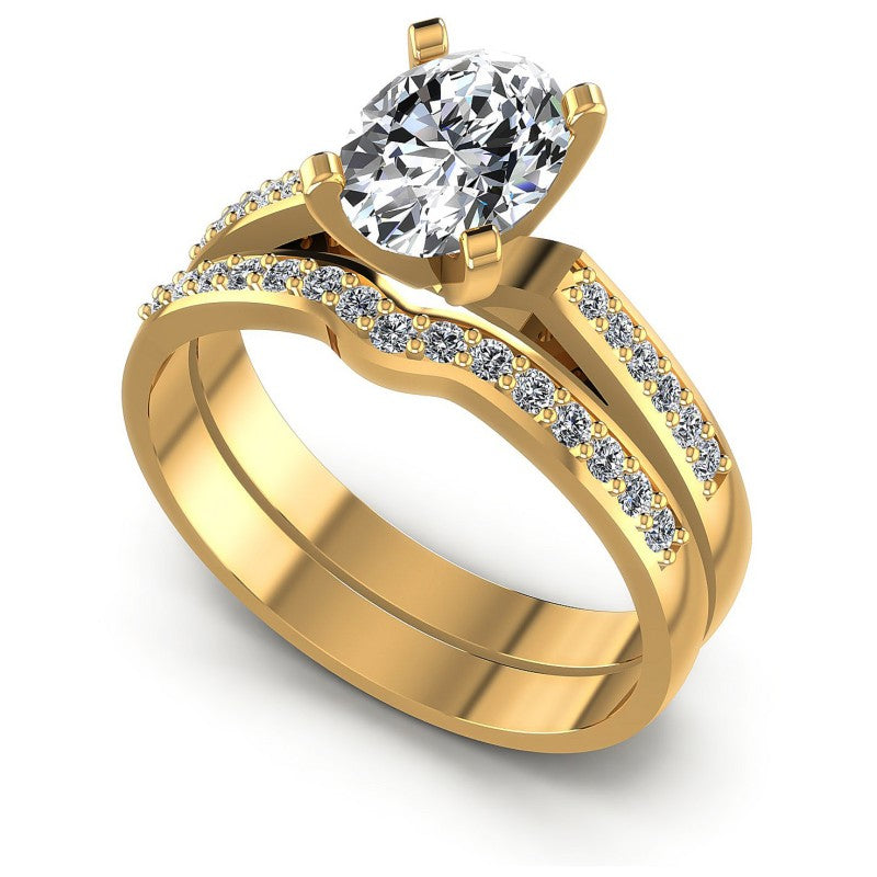 Round And Oval Cut Diamonds Bridal Set in 14KT White Gold