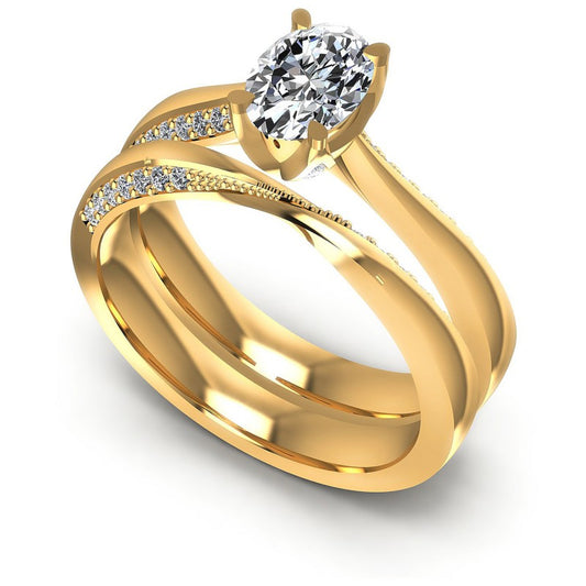 Round And Oval Cut Diamonds Bridal Set in 14KT White Gold
