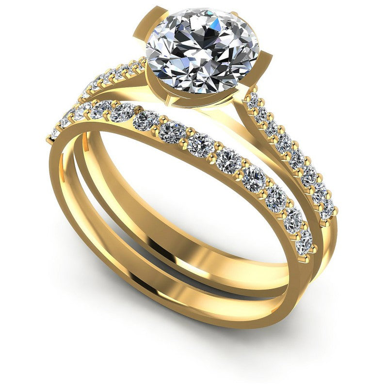 Round Cut Diamonds Bridal Set in 14KT White Gold