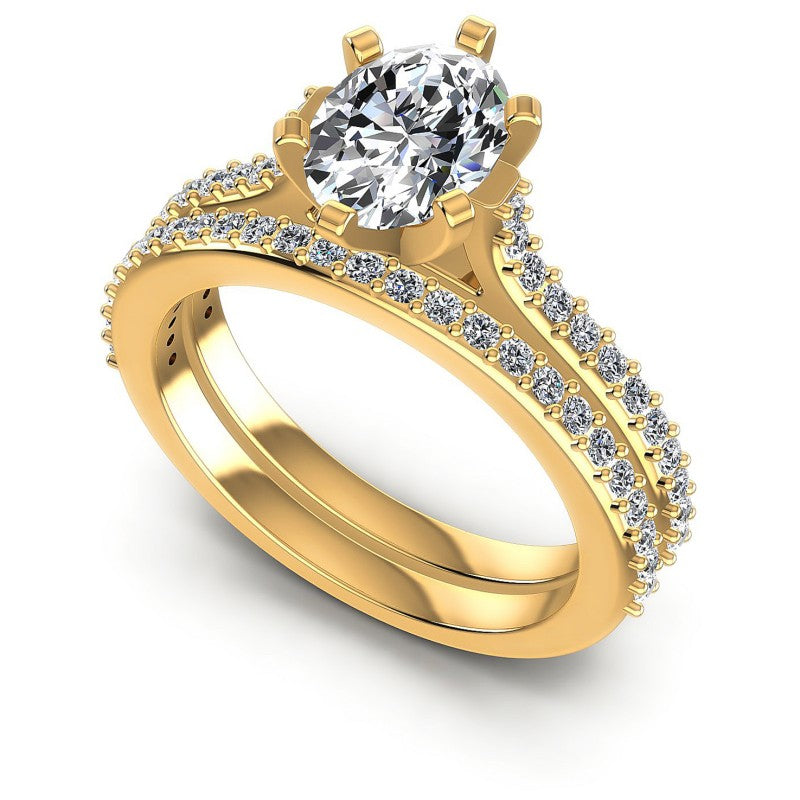 Round And Oval Cut Diamonds Bridal Set in 14KT White Gold