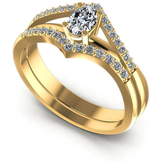 Round And Oval Cut Diamonds Bridal Set in 14KT White Gold
