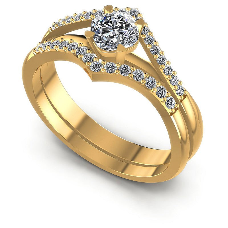 Round And Cushion Cut Diamonds Bridal Set in 14KT White Gold