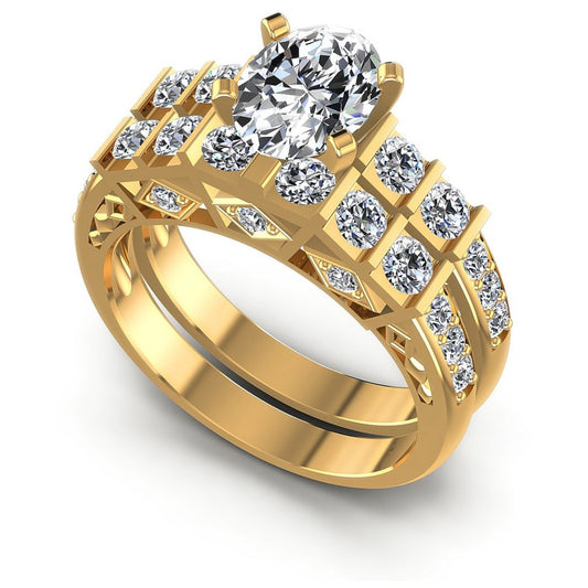 Round And Oval Cut Diamonds Bridal Set in 14KT White Gold
