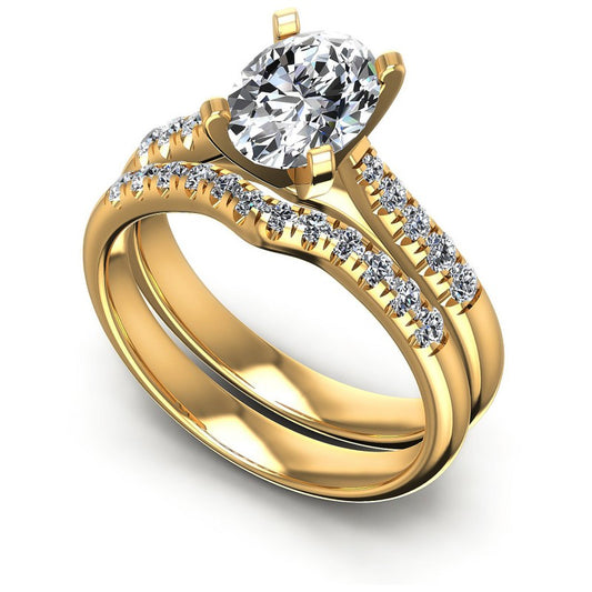 Round And Oval Cut Diamonds Bridal Set in 14KT White Gold