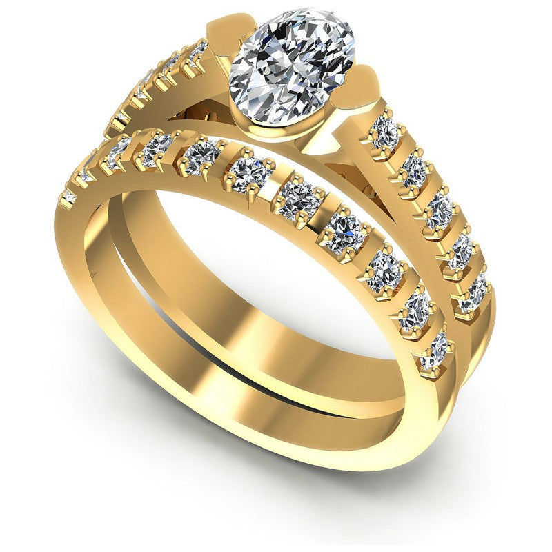 Round And Oval Cut Diamonds Bridal Set in 14KT White Gold