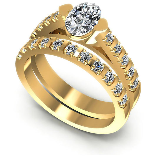 Round And Oval Cut Diamonds Bridal Set in 14KT White Gold