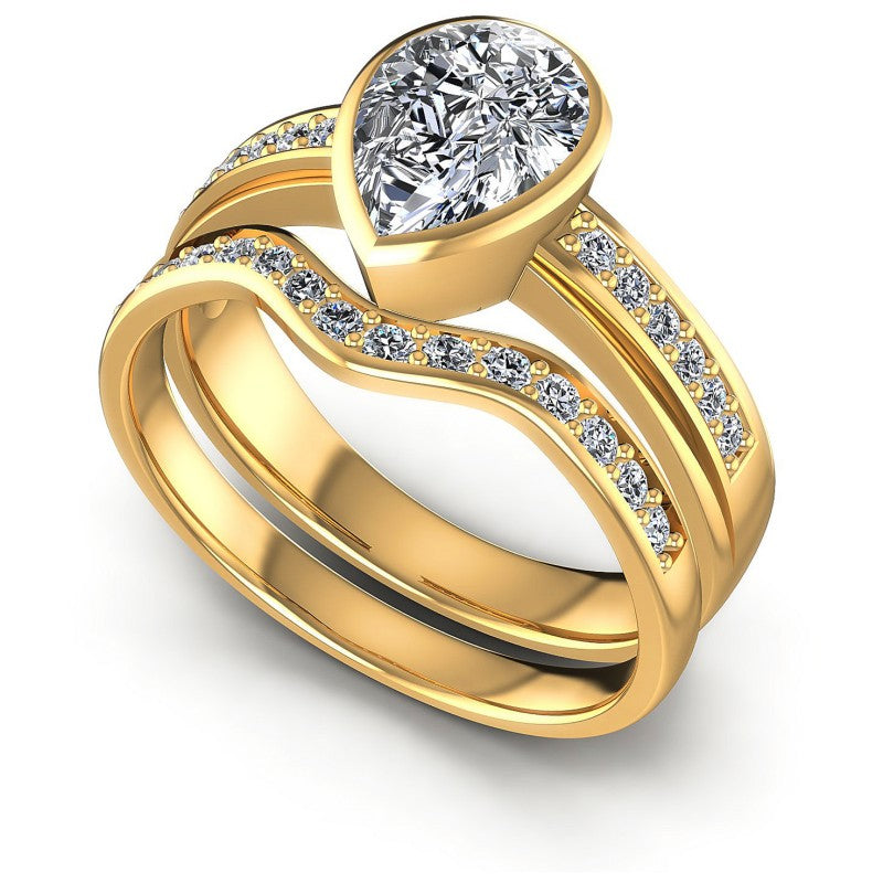 Round And Pear Cut Diamonds Bridal Set in 14KT White Gold