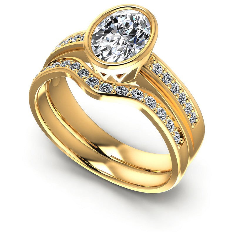 Round And Oval Cut Diamonds Bridal Set in 14KT White Gold