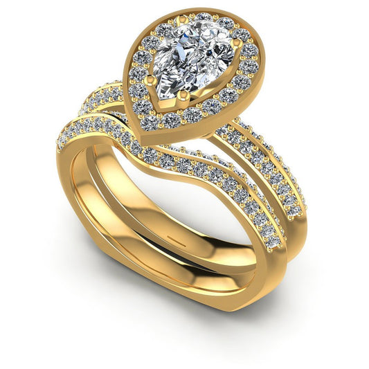 Round And Pear Cut Diamonds Bridal Set in 14KT White Gold