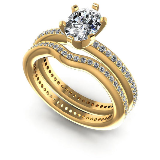 Round And Oval Cut Diamonds Bridal Set in 14KT White Gold