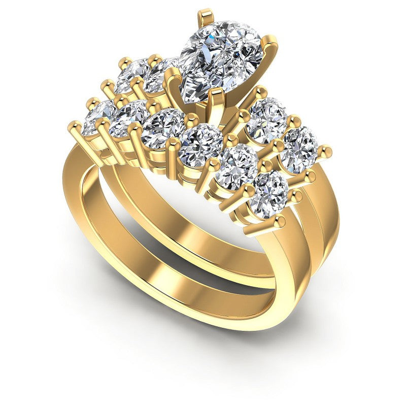 Oval And Pear Cut Diamonds Bridal Set in 14KT White Gold