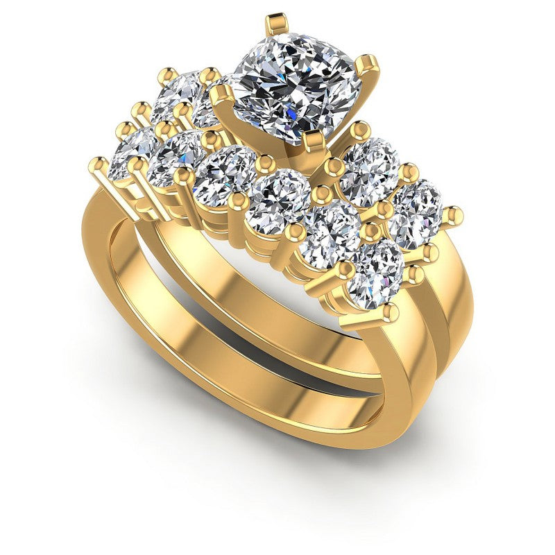 Oval And Cushion Cut Diamonds Bridal Set in 14KT White Gold