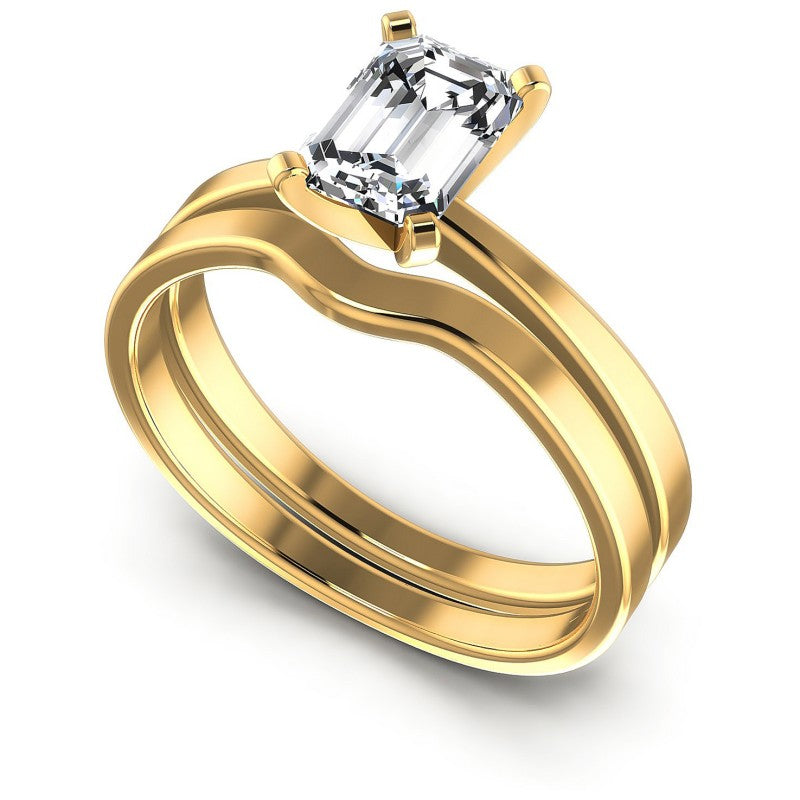 Emerald Cut Diamonds Bridal Set in 14KT White Gold