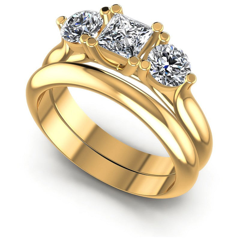 Princess And Round Cut Diamonds Bridal Set in 14KT White Gold