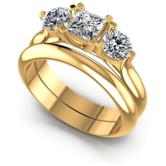 Princess And Round Cut Diamonds Bridal Set in 14KT White Gold