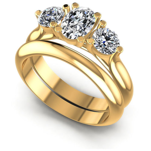 Oval And Round Cut Diamonds Bridal Set in 14KT White Gold