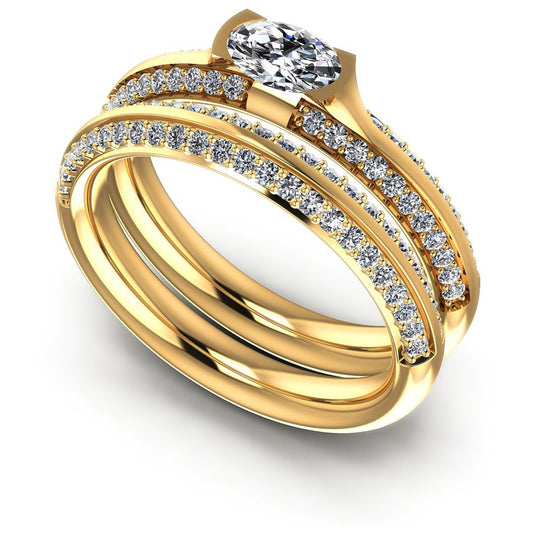 Round And Oval Cut Diamonds Bridal Set in 14KT White Gold