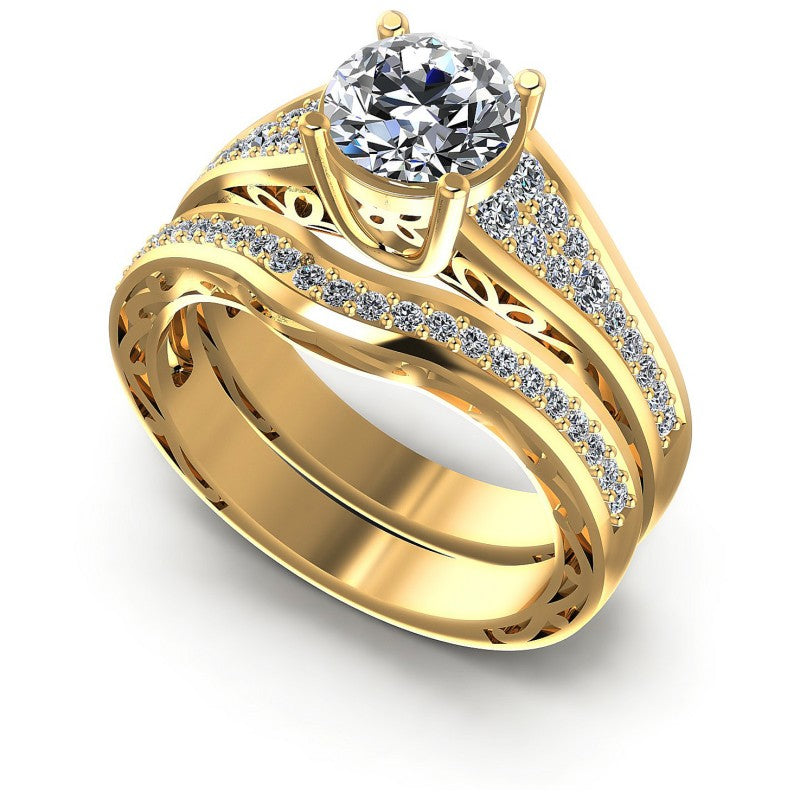 Round Cut Diamonds Bridal Set in 14KT White Gold