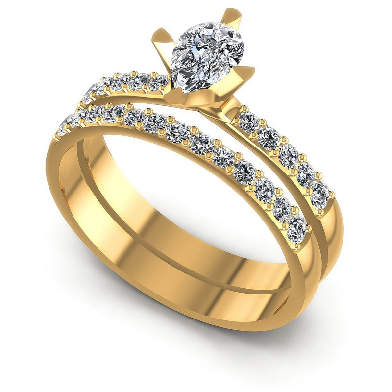 Round And Princess Cut Diamonds Bridal Set in 14KT White Gold