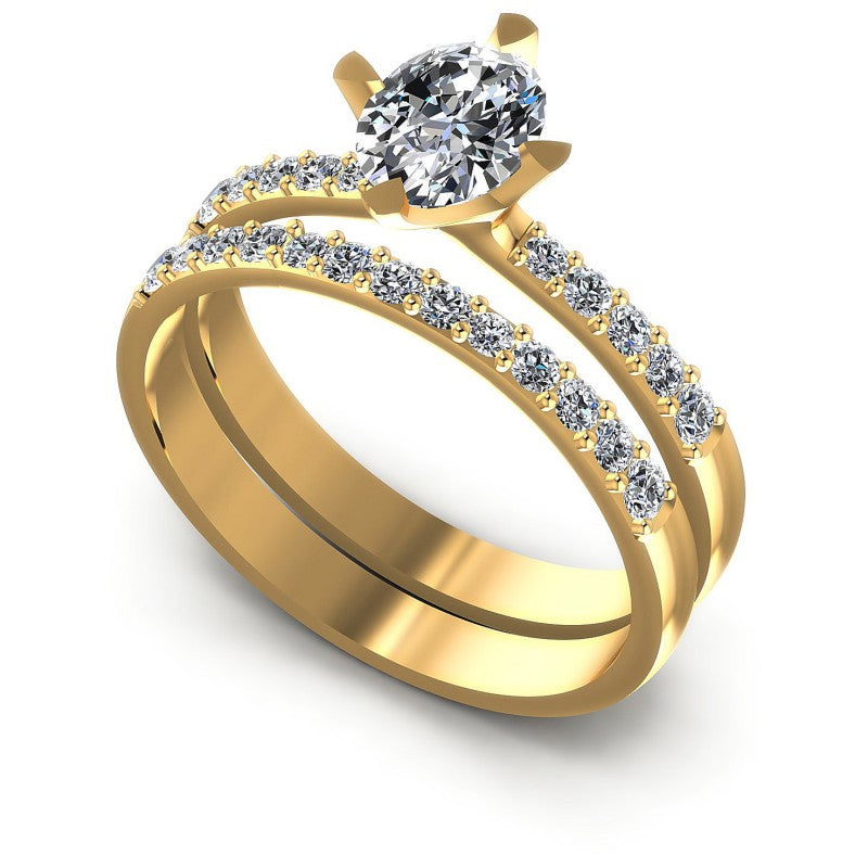 Round And Oval Cut Diamonds Bridal Set in 14KT White Gold