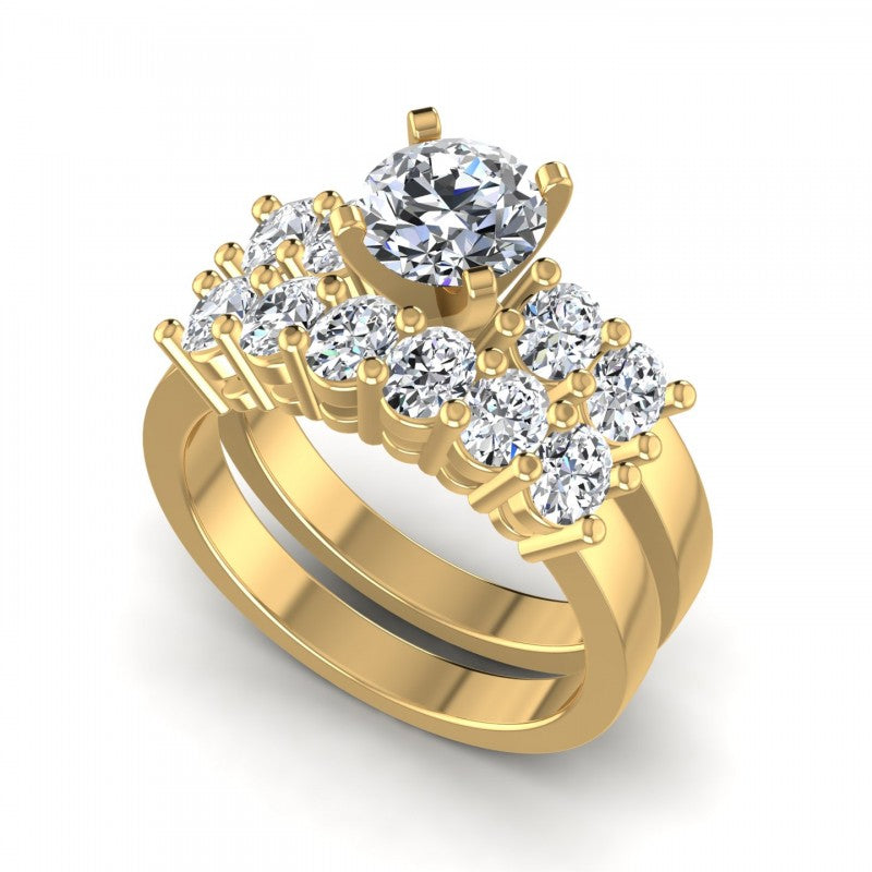 Oval And Round Cut Diamonds Bridal Set in 14KT White Gold