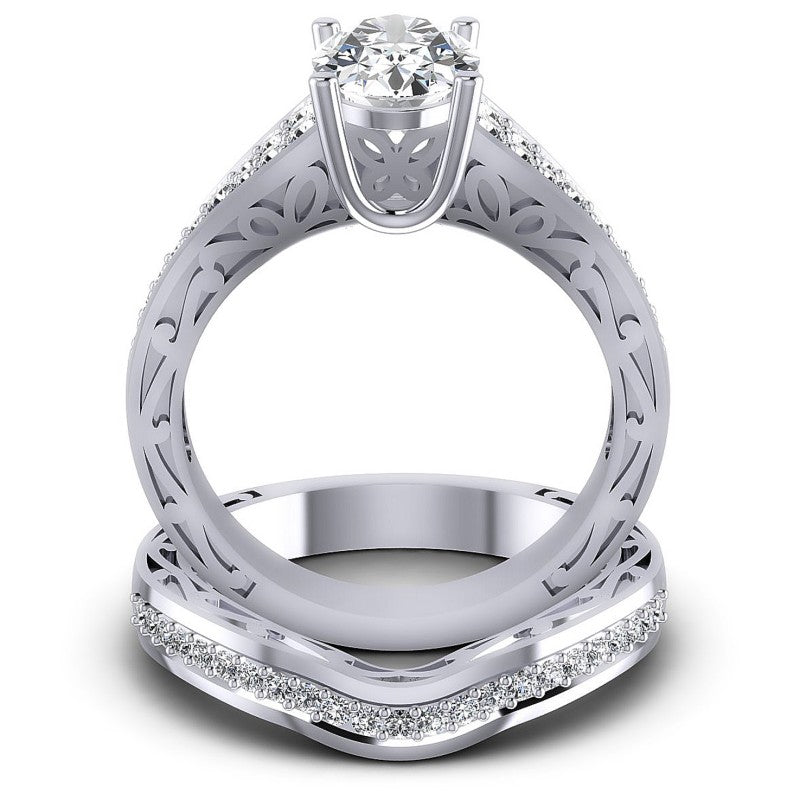 Round and Oval Diamonds 1.60CT Bridal Set in 14KT Yellow Gold