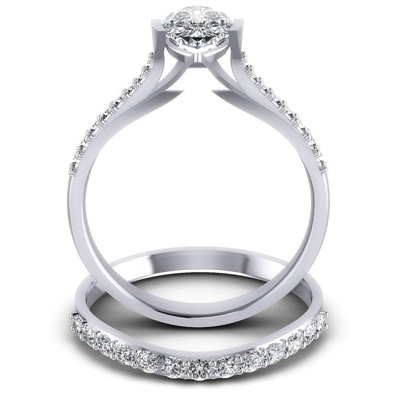 Round And Pear Cut Diamonds Bridal Set in 14KT Yellow Gold
