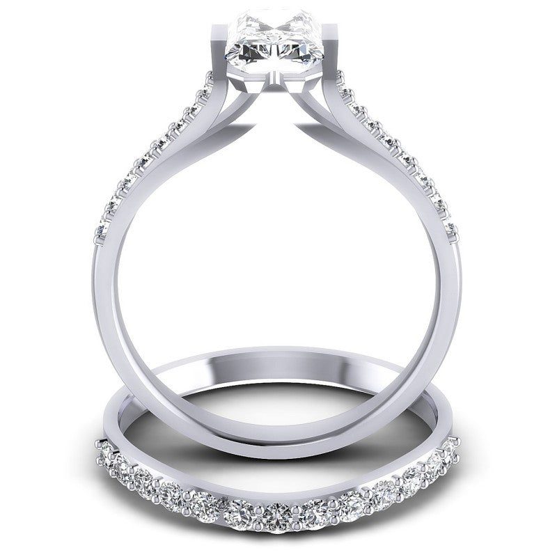 Round And Emerald Cut Diamonds Bridal Set in 14KT Yellow Gold