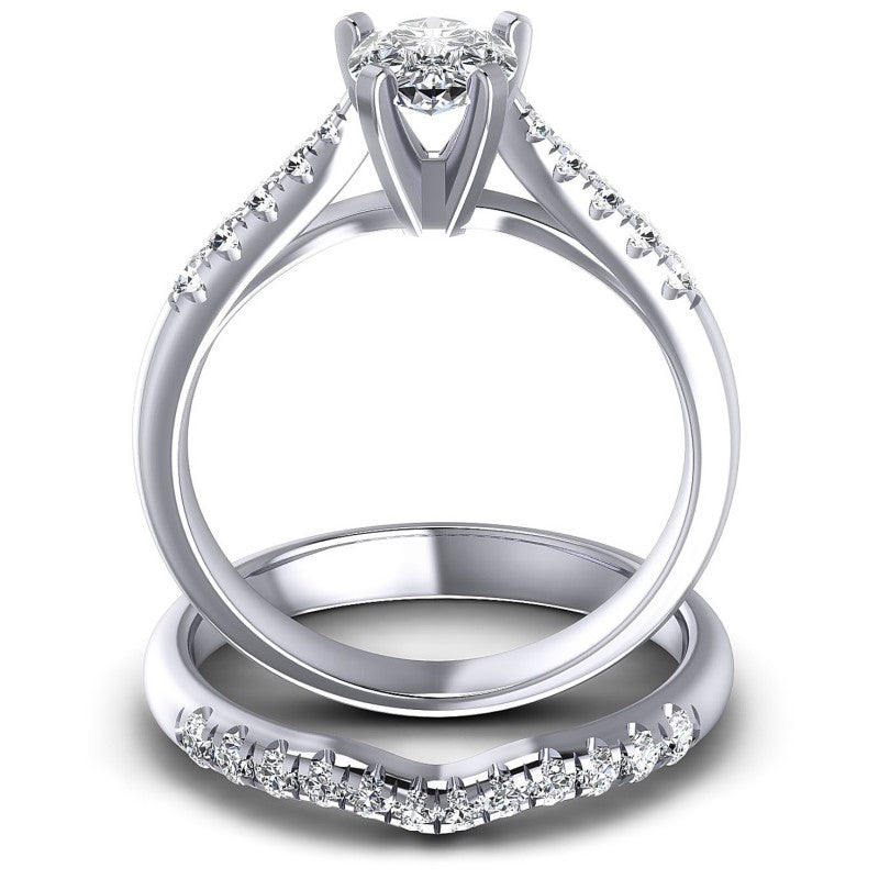 Round And Pear Cut Diamonds Bridal Set in 14KT Yellow Gold