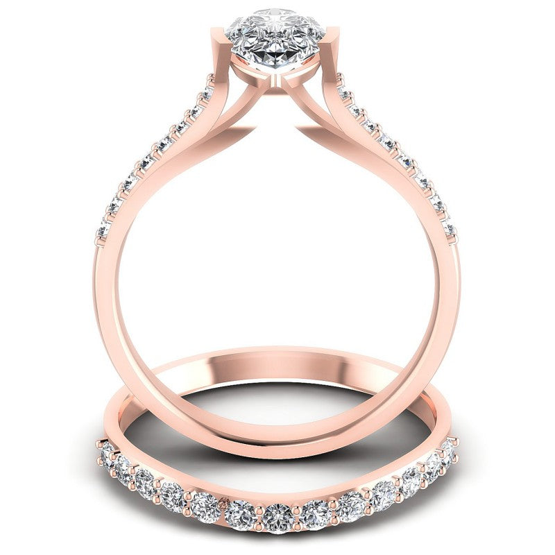 Round And Pear Cut Diamonds Bridal Set in 18KT Yellow Gold
