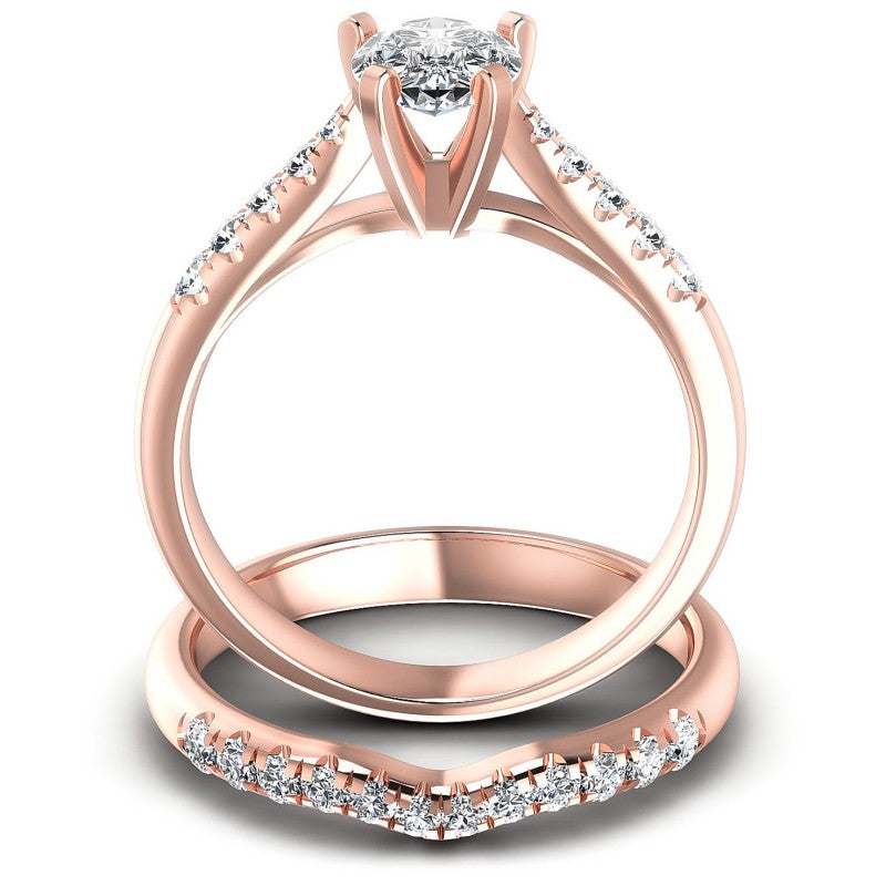 Round And Pear Cut Diamonds Bridal Set in 18KT Yellow Gold